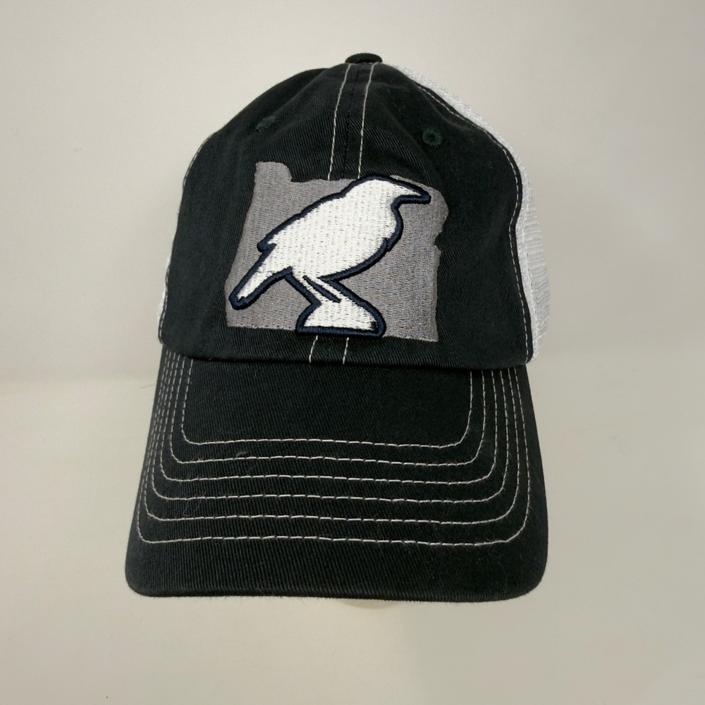 Captivating Oregon OR State Bird Outline Trucker Hat Black White Mesh Snapback